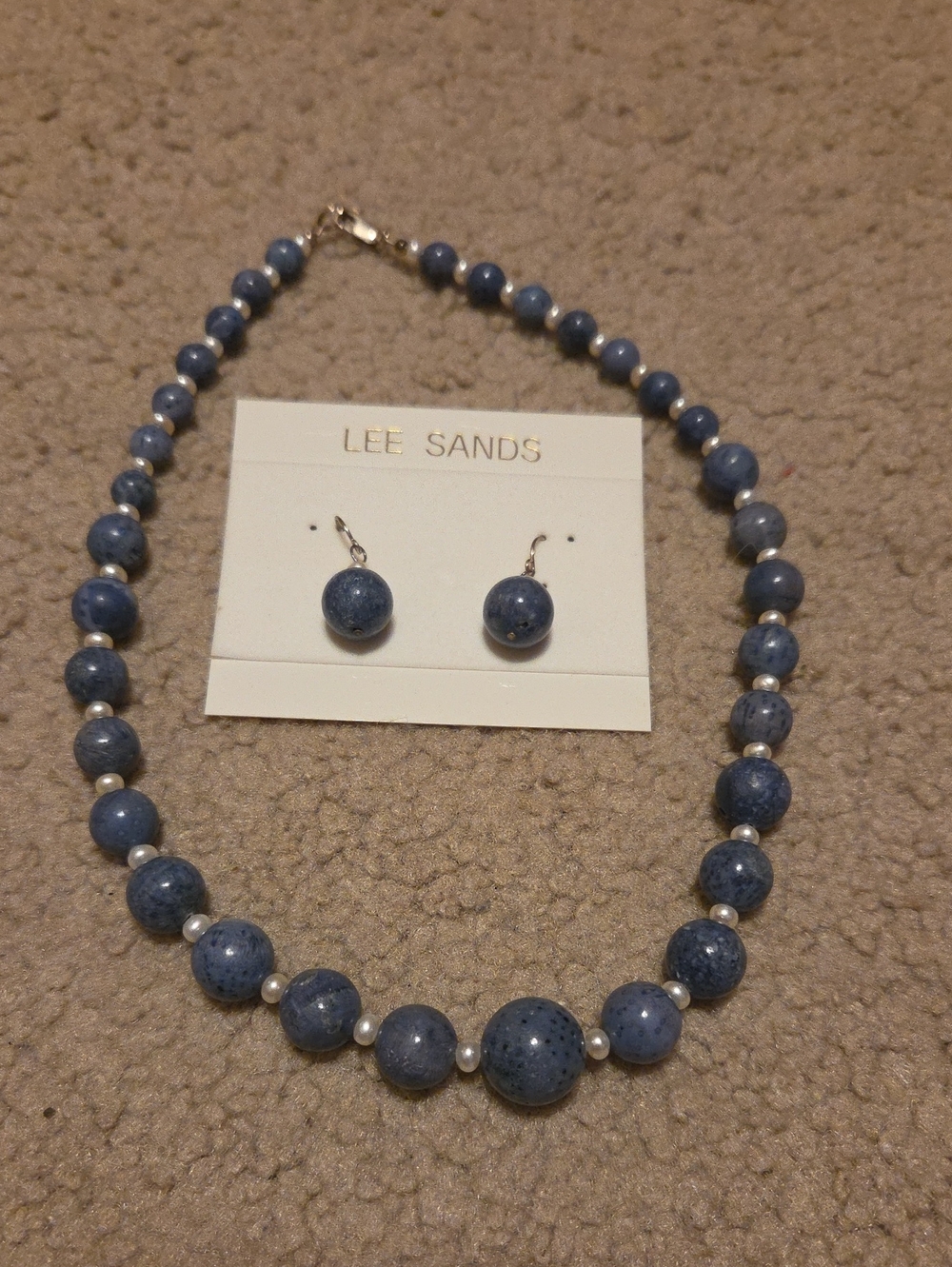 Blue Coral Necklace and Earrings Set